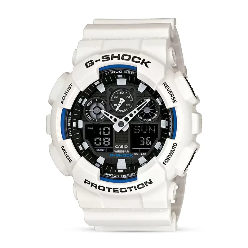 Casio G-Shock GA-100B-7A Dual-time White Band Men's Watch